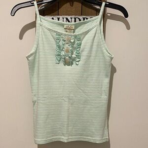Matilda Jane Light Green Striped Tank with Button Accents